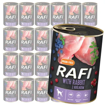 Zdjęcie produktu dla Rafi 24x400g Bezzbożowa Mokra Karma Dla Psa Z Królikiem Żurawiną I Borówką