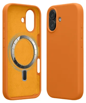 Produktbild von kwmobile Hülle kompatibel mit Apple iPhone 17 Hülle - magnetisches Silikon Case kompatibel mit MagSafe - Cover gummiert Fruity Orange