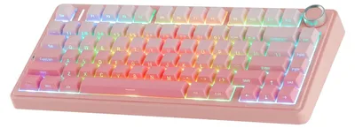 Image de Clavier mécanique de jeu sans fil AULA F75, éclairage RGB LED, disposition QWERTY américaine, fréquence 2,4 GHz/USB-C/Bluetooth, compatible Windows/Mac, couleur rose dégradé avec gravure latérale "Dream Sakura"