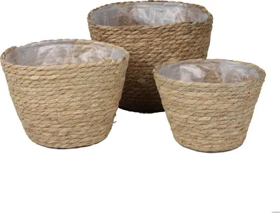Obrázok produktu pre DOCHTMANN Sada ratanových košíkov, kvetináč, 3 kusy
