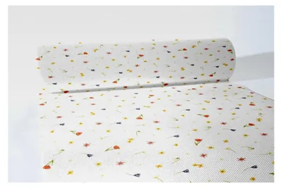 Produktbild von Linclass® Airlaid Tischläufer Betty, praktische Einmal-Tischdecke für Hochzeiten oder Partys, florales Design mit Streublumen, 40 cm x 24 m, 1 Stück