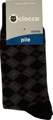 Obrázek produktu pro Pánské ponožky CIOCCA, pár teplých a měkkých krátkých ponožek z fleece, č. výrobku 663/1, velikost 40–45, 9 % polyamidu, 1 % Elastanu, 90 %.Polyakrylu