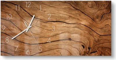 Produktbild von DEQORI Glasuhr 60x30 cm Zahlen 'Detaillierte Holzmaserung' Wanduhr Glas Uhr Design leise