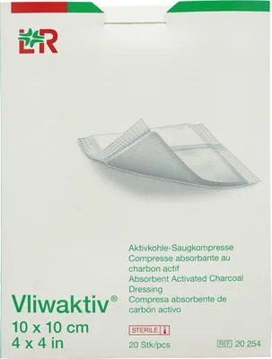 Image de Vliwaktiv Comp. absorbante au charbon actif 10x10 cm stérile 20 pces