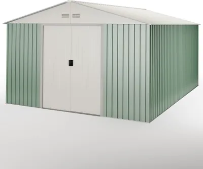 Produktbild von Metallisches Gartenhaus 15,5 m² Anjala – Doppeltür-Schiebetür - Belüftungsgitter - Außenhäuschen - Lager- und Aufbewahrungsschuppen