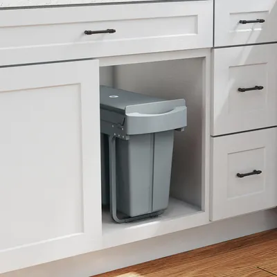 Produktbild von Küchen-Mülleimer ausziehbar mit 2 Eimern, Mülltrennsystem Unterschrank, Abfallbehälter Metall, Grau | 52 x 26 x 40,8 cm | 30 L (20+10 L) | Soft-Close