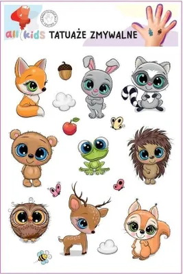 Image de Tatouages lavables pour enfants Animaux joyeux 1
