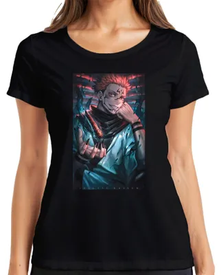 Productafbeelding van Jujutsu Kaisen, Sukuna, Demonenkoning, Vuurklauw, Anime, Dames T-shirt, Zwart, Maat S