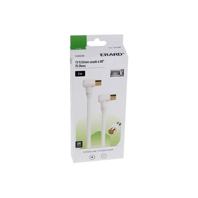 Zdjęcie produktu dla ERARD - KABEL TV 9.52 mm kątowy 90° M/F + ADAPTER TV 9 2M - 724499