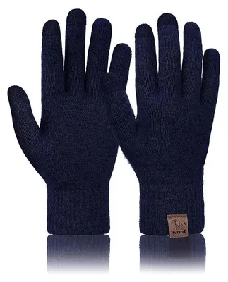 Immagine prodotto di Guanti termici in pile elasticizzato, lana, colore blu scuro, taglia unica, da donna e da uomo