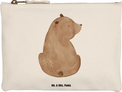 Produktbild von Mr. & Mrs. Panda Federmappe Bär Schulterblick Größe M - Weiß - Geschenk, Teddy, Selbstachtung, Weisheit, Etui, Motivation, Pouch, Federtasche, Bären, aufbewahrungstasche