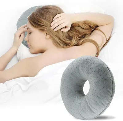 Produktbild von Famanu Donutkissen Grau für Seitenschläfer gegen Ohrdruck