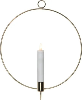 Produktbild von BEST SEASON LED Echtwachskerze Flamme im Ring z.Stehen 28,5cm gold