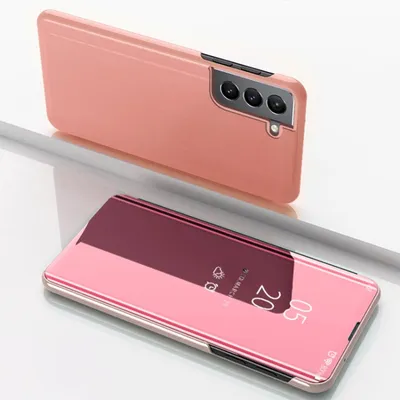 Immagine prodotto di Custodia protettiva per smartphone Samsung Galaxy S22 5G, con cover a specchio a 360 gradi, colore: rosa oro