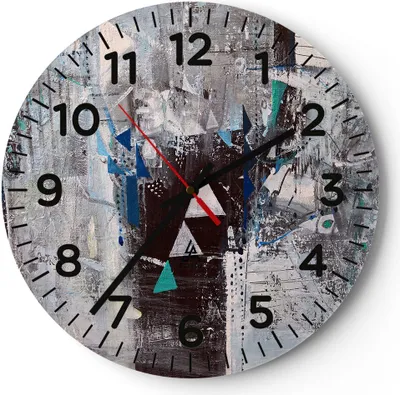 Produktbild von Wanduhr - Rund - Glasuhr - Abstraktion modern - 30x30cm - Schleichendes Uhrwerk - Lautlos - zum Aufhängen bereit - Dekoration Modern - Wanddekoration aus Glas - C4AR30x30-4006