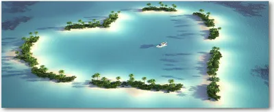 Produktbild von Tulup® Leinwandbild - 125x50 cm - Wandkunst - Drucke auf Leinwand - Leinwanddruck  - Landschaften - Blau - Insel Herzform