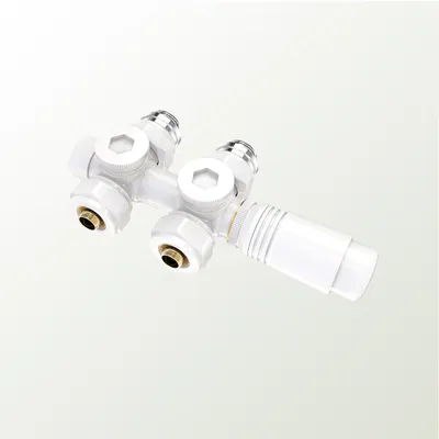 Produktbild von S'AFIELINA Multiblock Set für Heizkörper Anschlussarmatur, Weiß (1 St) Thermotstat Hahnblock Ventil Heizungszubehör Eck- und Durchgangsform