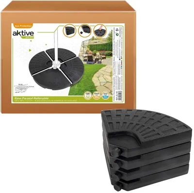 Imagen del producto de Soporte para sombrilla, de plástico, de 4 piezas, 48 x 48 x 7,5 cm, capacidad de carga de 52/66 kg, para jardín y terraza