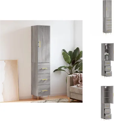 Obrázek produktu pro vidaXL Highboard Grey Sonoma 34,5x34x180 cm Materiál na bázi dřeva - Příborníky