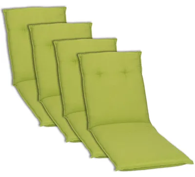 Produktbild von NYVI Liegenauflagen Piemont 4er Set - 191x58x8 cm Apfelgrün - Extra Starker 8cm Sitzpolster - Gartenmöbel Auflagen mit Halteband & Bindebändern