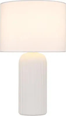 Zdjęcie produktu dla Lampa stołowa, ceramiczna, biała, E27, wyłącznik sznurkowy, wys. 36 cm
