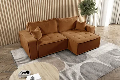Produktbild von Kaiser Möbel L-förmiges Bohoo-Ecksofa mit Schlaffunktion Ziegel Rechts