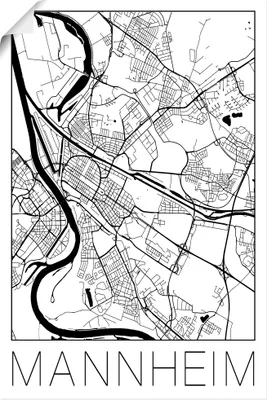 Produktbild von ARTland Poster Retro Karte Mannheim Deutschland Größe: 60x90 cm