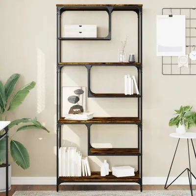 Obrázok produktu pre Maison Exclusive - Knižnica z dymového dubu 81x36x176 cm Drevený materiál
