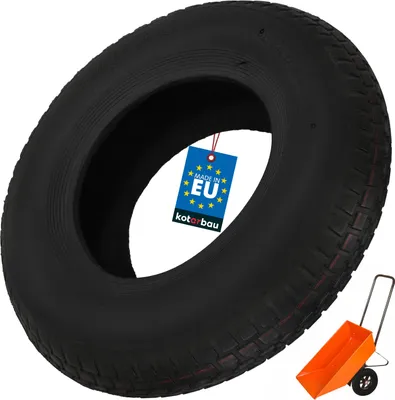 Image de KOTARBAU® Pneu Brouette 4 PR Gomme ⌀ 40 cm Noir Roue De Rechange Pneu Remorque Résistant pour Chariot Jardin Bricolage