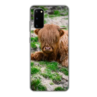 Produktbild von MuchoWow® Handyhülle Schutzhülle Hülle für Samsung Galaxy S20 Schottischer Highlander - Heu - Gras Silikon Softcase Handy Hülle - Bild