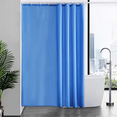 Zdjęcie produktu dla Zasłona prysznicowa ekstra długość antypleśniowa niebieski poliester 180x210cm 12 haczyków można prać
