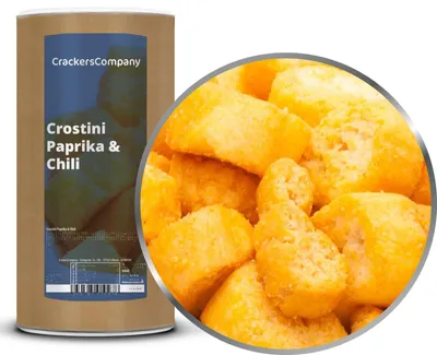 Produktbild von CrackersCompany Crostini mit Paprika & Chili (Crostini Paprika & Chili), Membrandose 300 g