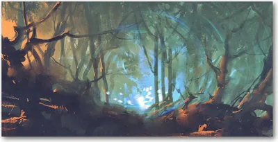 Produktbild von Tulup® Leinwandbild - 140x70 cm - Wandkunst - Drucke auf Leinwand - Leinwanddruck  - Landschaften - Blau - Mystischer Wald