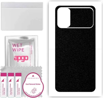 Produktbild von apgo Rückseite Schutzfolie, Skin, kompatibel mit Poco M3 MZB087AIN, Hinten Displayschutzfolie aus Vinylfolie, kratzfest, einfache Montage - Mattschwarz