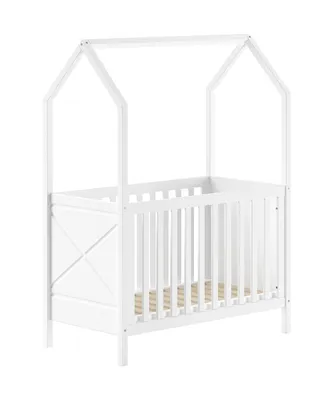 Image de VIPACK - Lit bébé SCOTT 60 x 120 cm, à 3 positions, en pin massif, laqué blanc