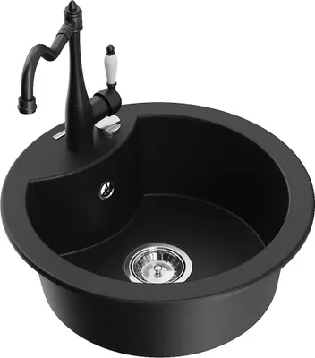 Zdjęcie produktu dla Zlewozmywak granitowy 1-komorowy z baterią, czarny, Mexen Diego