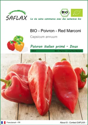 Image de SAFLAX  -- Poivron - Red Marconi - 20 graines - Capsicum