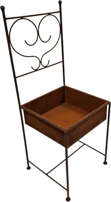 Produktbild von Metall Pflanzstuhl in Edelrost Optik, Dekorativer Gartenstuhl zum Bepflanzen, Vintage Pflanzgefäß im Stuhldesign