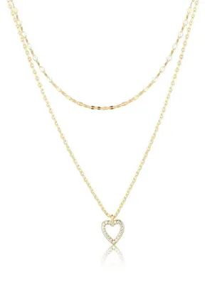 Immagine prodotto di Collana doppia placcata oro con cuore e zirconi SVLN0637X61GO45