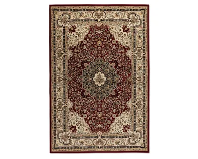 Zdjęcie produktu dla Dywan tradycyjny do salonu 120x170cm, klasyczny bordowo beżowy wzór