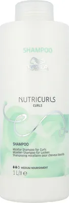 A white bottle of Wella Professionals Nutricurls shampoo for curly hair.