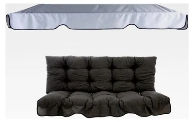 Produktbild von Auflage für Hollywoodschaukel Piemont 150 cm mit Sonnendach, Sitzkissen und Rückenlehne, gesteppt, Polyester, grau