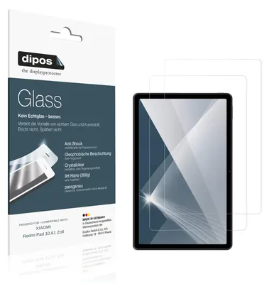 Produktbild von 2x Schutzfolie für XIAOMI Redmi Pad 10.61 Zoll - Anti-Shock 9H Folie dipos Glass Kunststoffglas