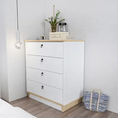Image de Skye Decor, Sahra - Blanc, Chêne, Commode, Blanc, PANNEAUX DE PARTICULES 100 % MÉLAMINÉS, 72 x 42 x 83,1 cm