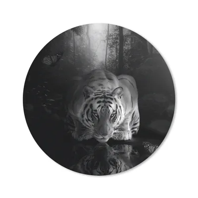 Produktbild von MuchoWow® Mauspad Mousepad Tiere - Schmetterling - Tiger - Schwarz - Weiß 50x50 cm - Mousepads - Maus Mat - Pad - Mausunterlage - Vinyl