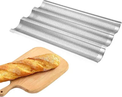 Obrázok produktu pre Forma na pečenie chleba – Plech na pečenie – Na pečenie chleba – Nepriľnavý povrch – 38,9 x 25,3 cm – Strieborná