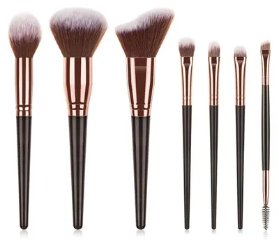 Productafbeelding van Makeup Kwasten Set - 7 Stuks - Houten Handvat