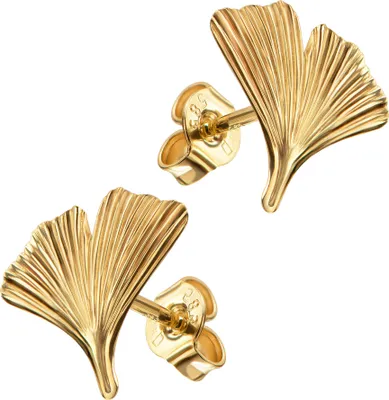 Produktbild von Ohrstecker Gold Ohrringe Gold 585 Gelbgold 14 Karat / 14K Ginkgoblatt-Motiv Gelbgold Ohrschmuck Gold für Damen