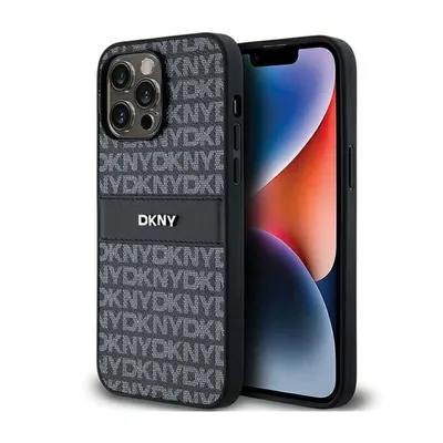 Produktbild von DKNY, Schutzhülle Repeat Pattern Tonal Stripe f. Apple iPhone 14 Pro Max, Schwarz