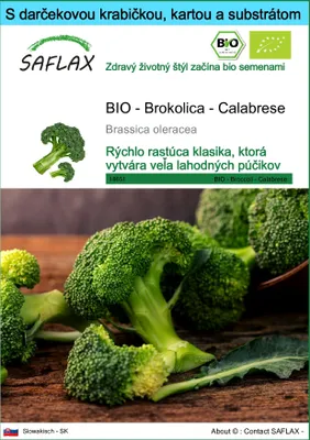 Obrázok produktu pre SAFLAX Darčeková sada - BIO - Brokolica - Calabrese - Brassica oleracea - 100 Semená - S darčekovou krabičkou, prepravným štítkom, darčekovou kartou a pestovateľským médiom